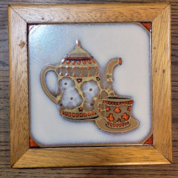Vintage Southwestern Tile Trivet With Wood Frame - Picture 1 of 2